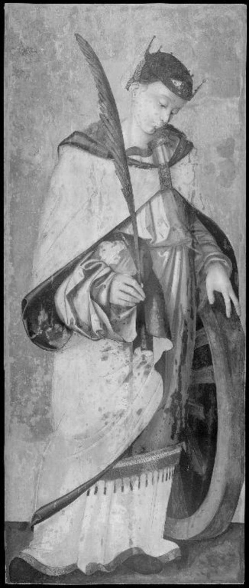 Santa Caterina prima dell'intervento di restauro, analisi diagnostiche, ripresa fotografica in riflettografia infrarossi - ph.: Davide Bussolari